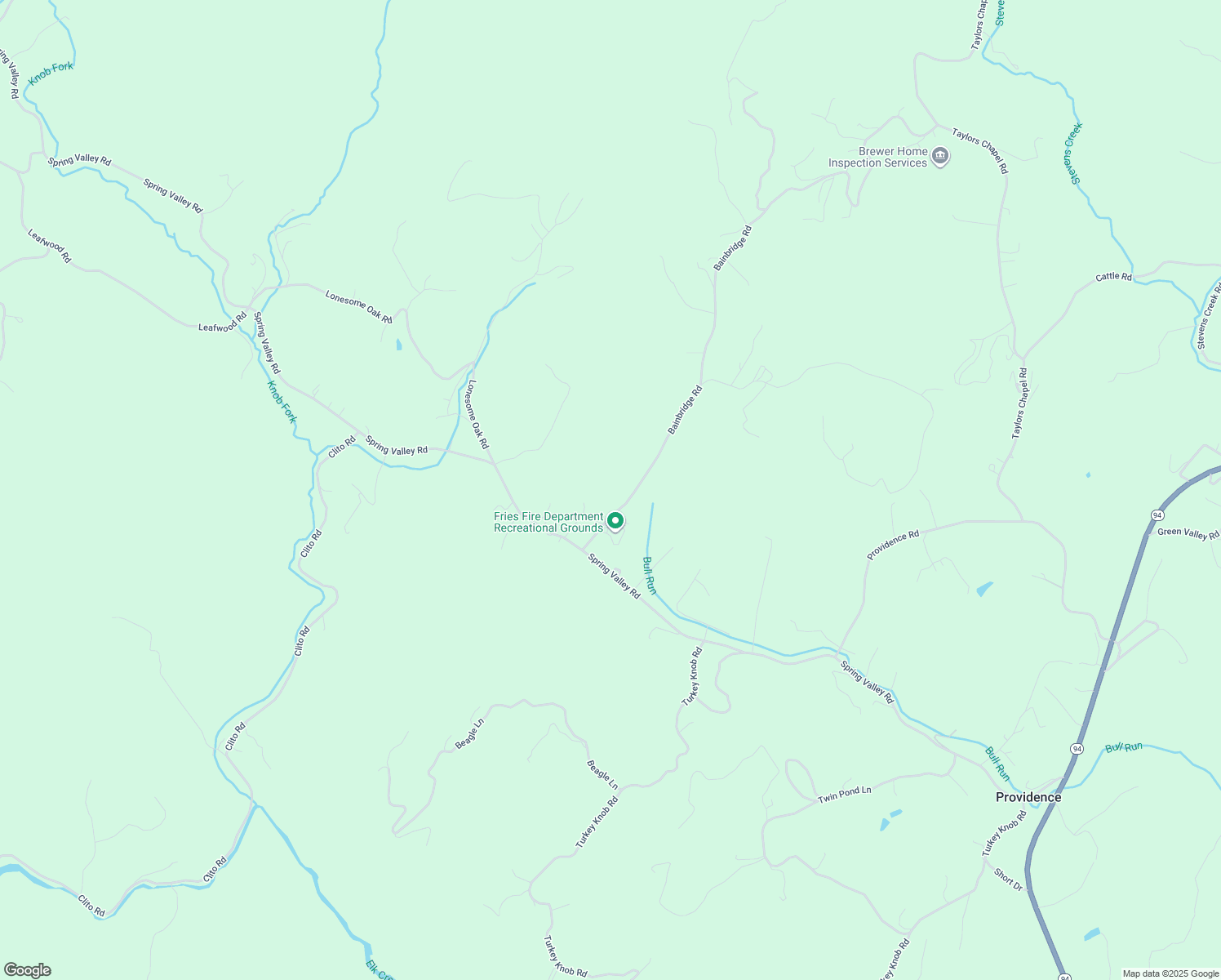 map of restaurants, bars, coffee shops, grocery stores, and more near 153 Bainbridge Road in Fries