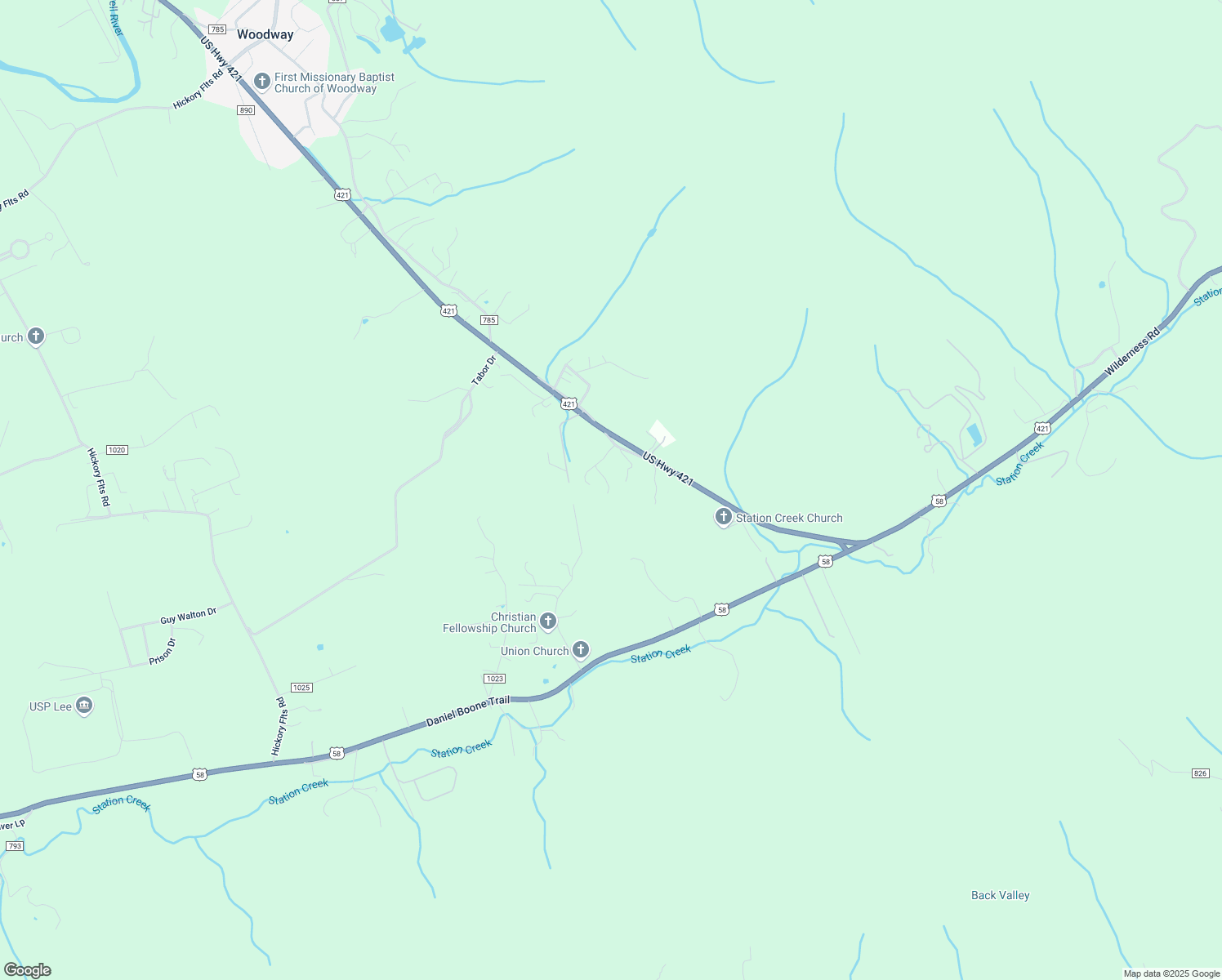 map of restaurants, bars, coffee shops, grocery stores, and more near 256 Kirk Drive in Pennington Gap