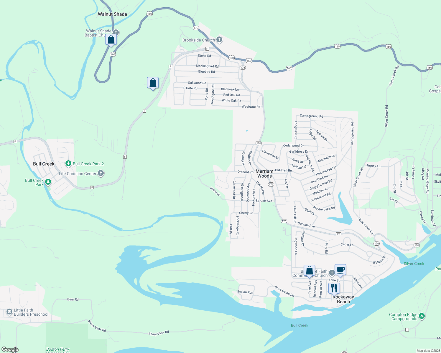 map of restaurants, bars, coffee shops, grocery stores, and more near 6571 Prairie Trail in Rockaway Beach