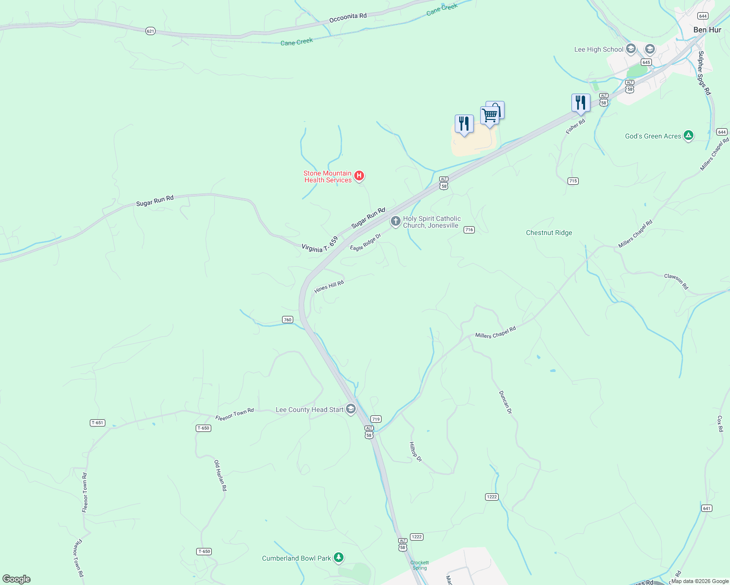 map of restaurants, bars, coffee shops, grocery stores, and more near in Jonesville