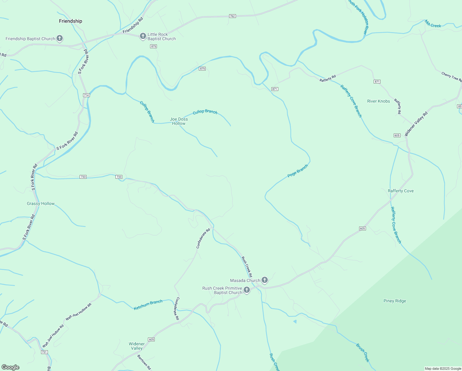 map of restaurants, bars, coffee shops, grocery stores, and more near 36549 Rush Creek Road in Glade Spring