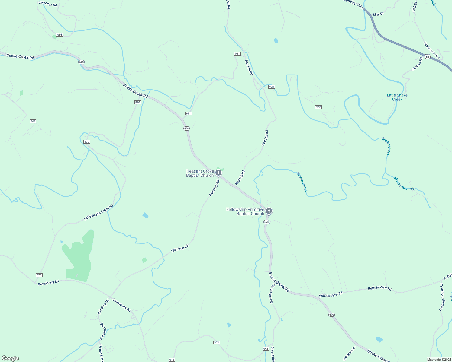 map of restaurants, bars, coffee shops, grocery stores, and more near Snake Creek Rd in Hillsville