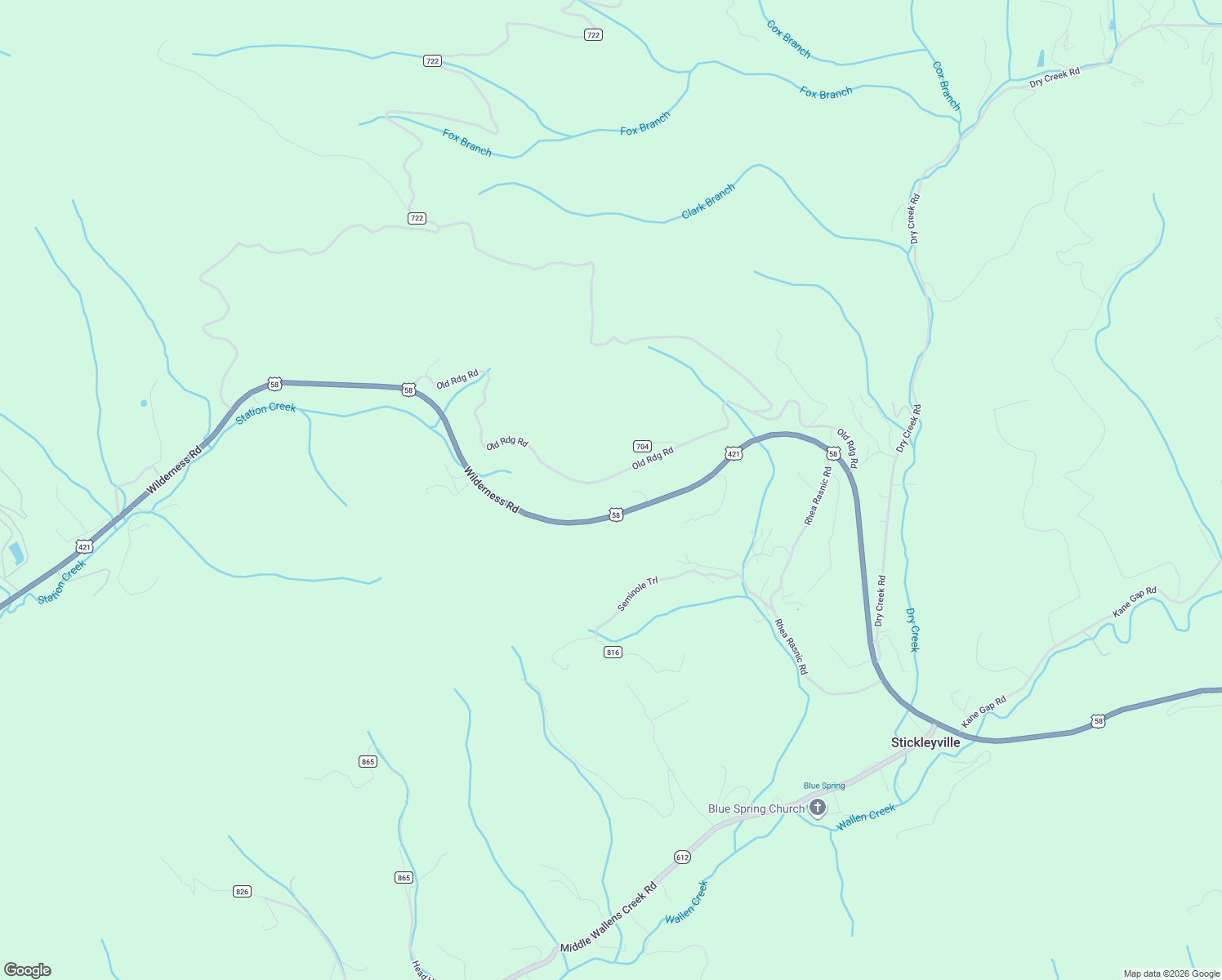 map of restaurants, bars, coffee shops, grocery stores, and more near 355 Old Ridge Road in Pennington Gap