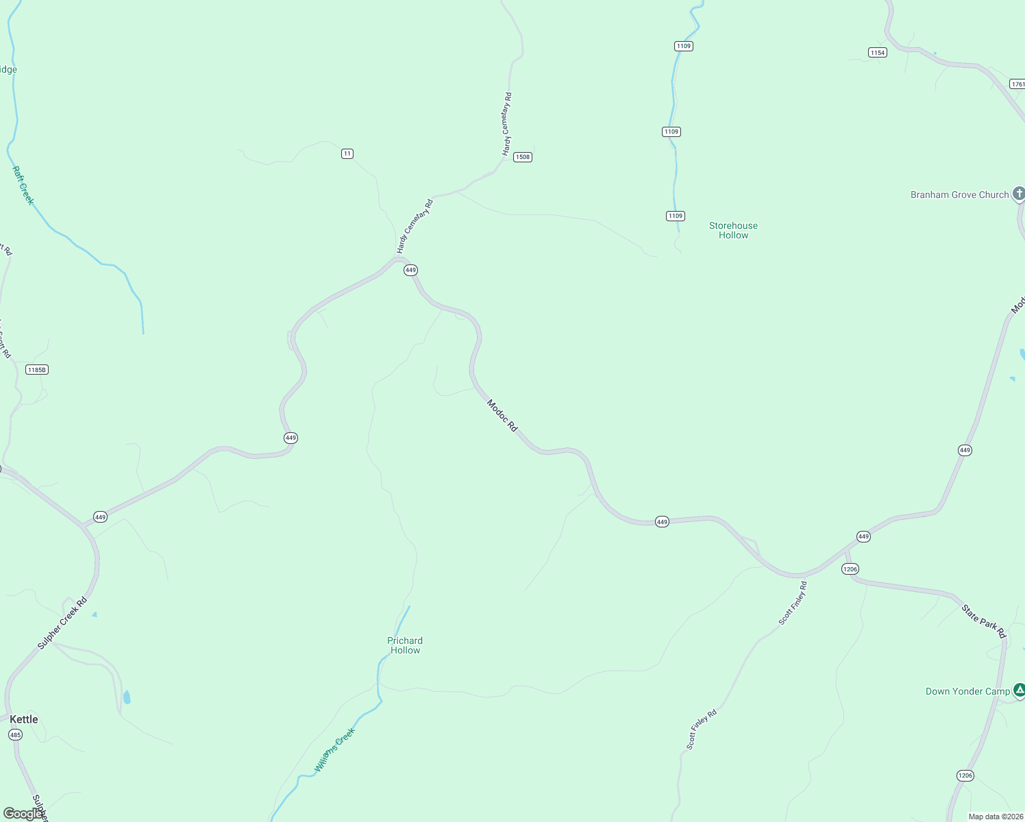 map of restaurants, bars, coffee shops, grocery stores, and more near 6060 Modoc Road in Burkesville