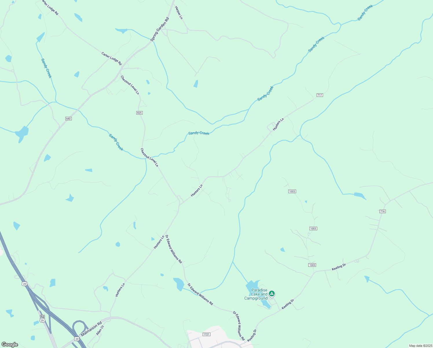 map of restaurants, bars, coffee shops, grocery stores, and more near 1701 Hunters Lane in Blairs