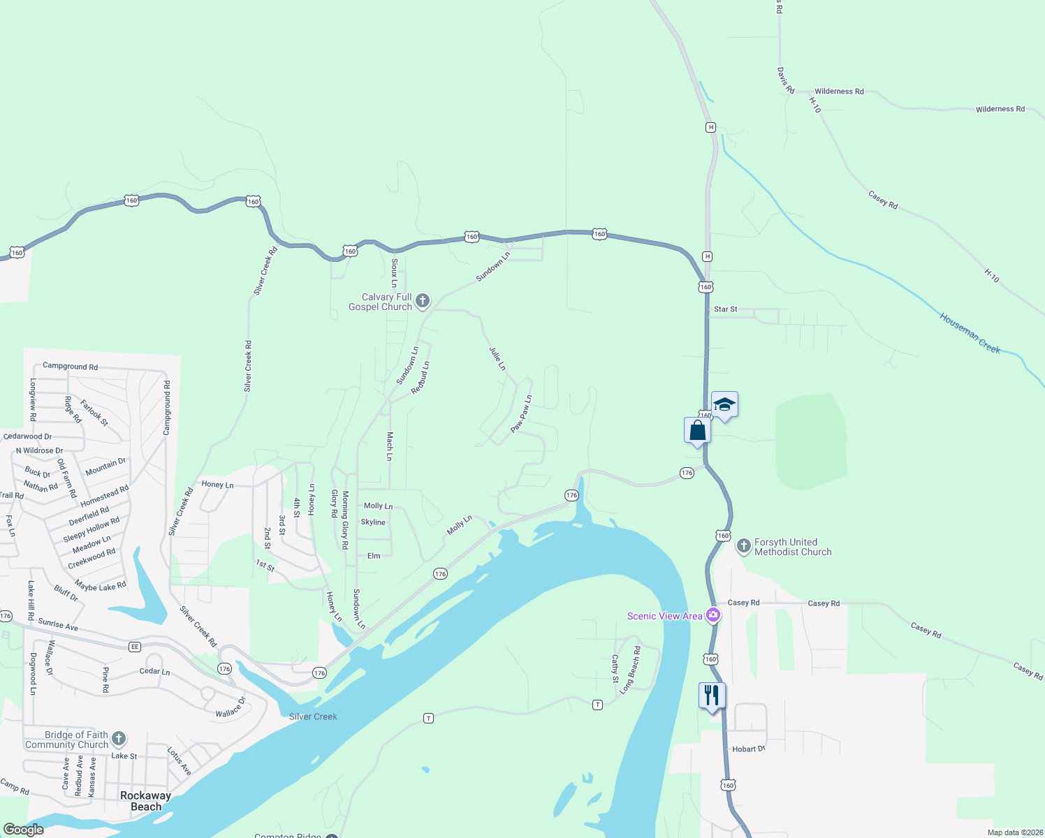 map of restaurants, bars, coffee shops, grocery stores, and more near 101 Paw-Paw Lane in Forsyth