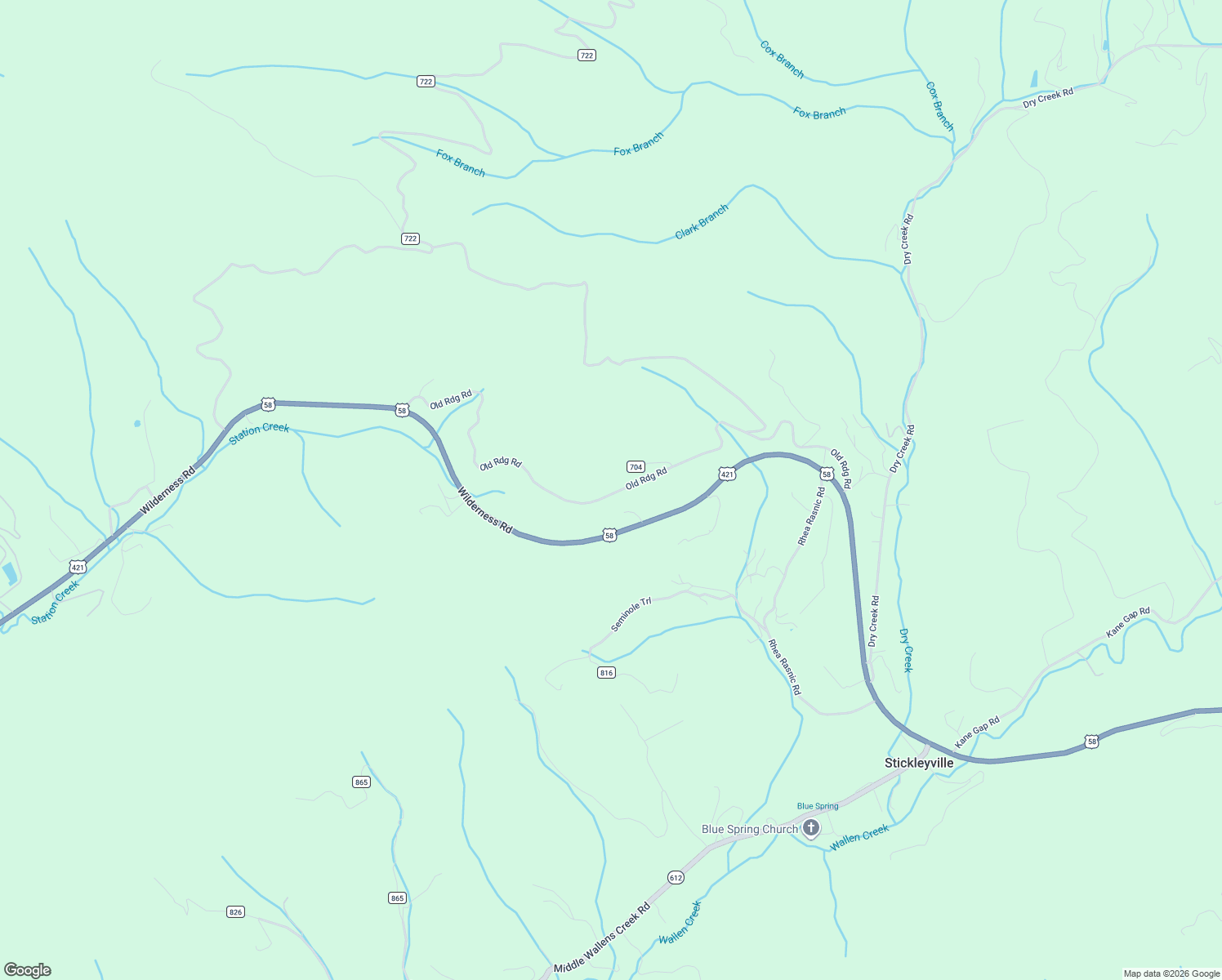 map of restaurants, bars, coffee shops, grocery stores, and more near 355 Old Ridge Road in Pennington Gap