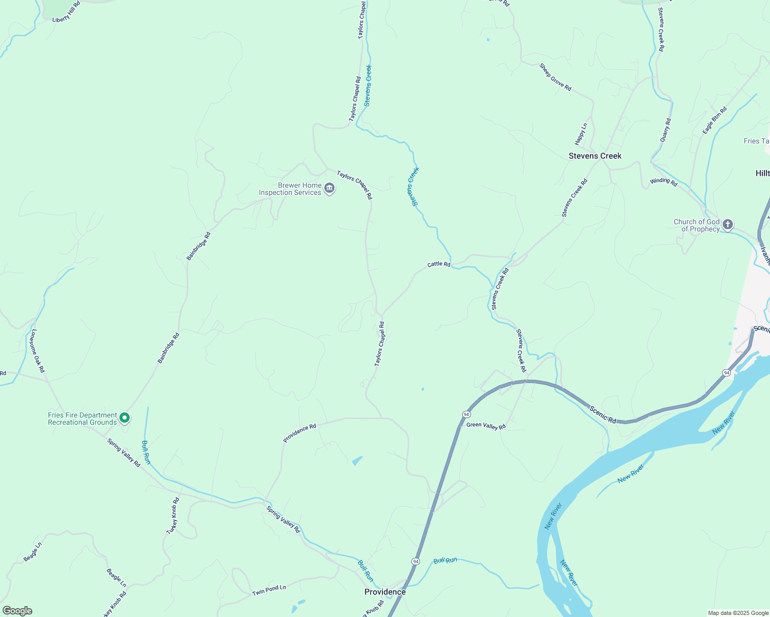 map of restaurants, bars, coffee shops, grocery stores, and more near 9 Cattle Drive in Fries