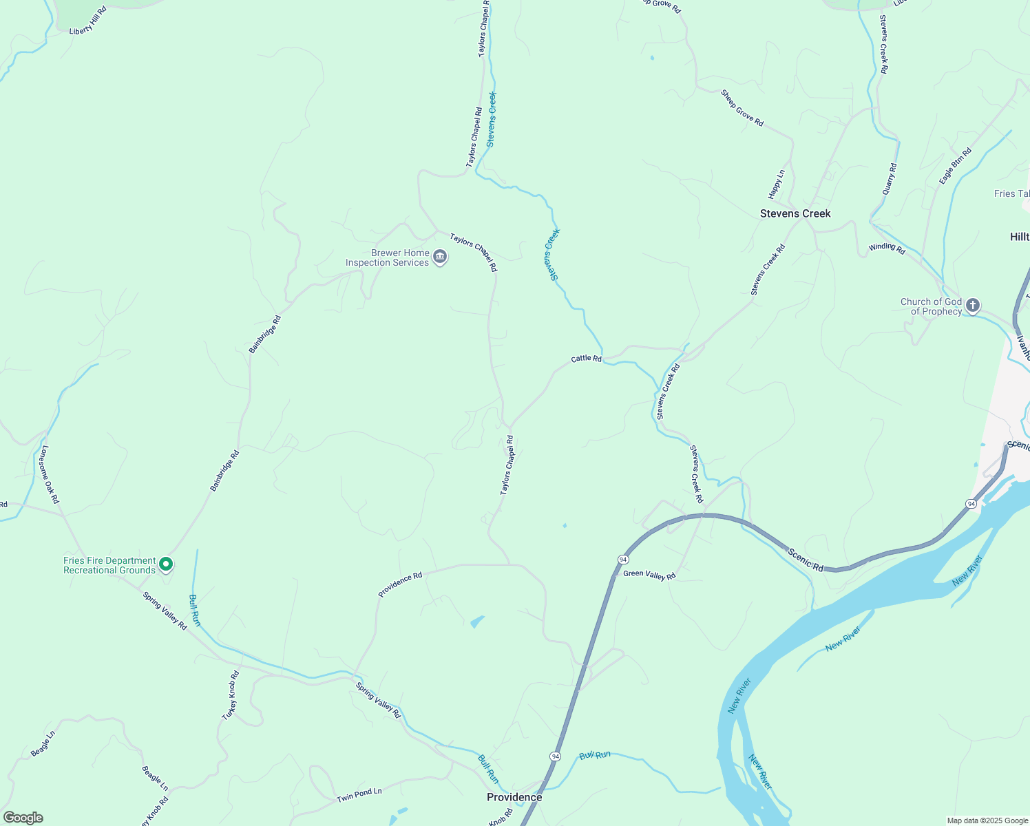map of restaurants, bars, coffee shops, grocery stores, and more near 9 Cattle Drive in Fries