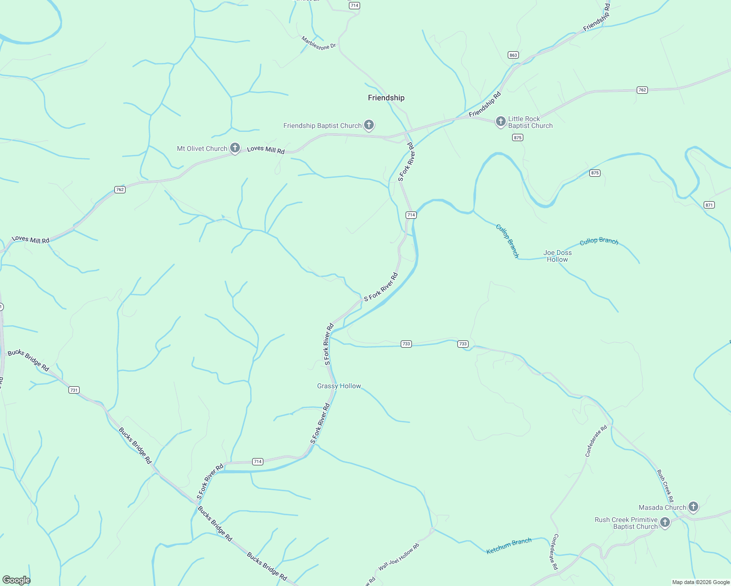 map of restaurants, bars, coffee shops, grocery stores, and more near 16485 County Road 714 in Glade Spring