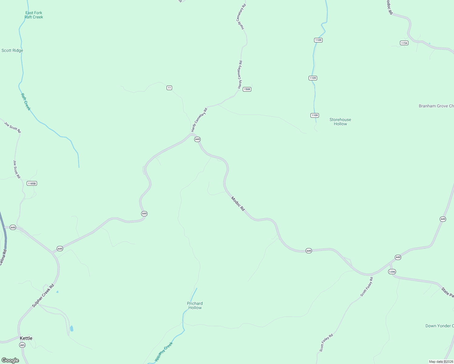 map of restaurants, bars, coffee shops, grocery stores, and more near 6060-6356 Modoc Road in Burkesville