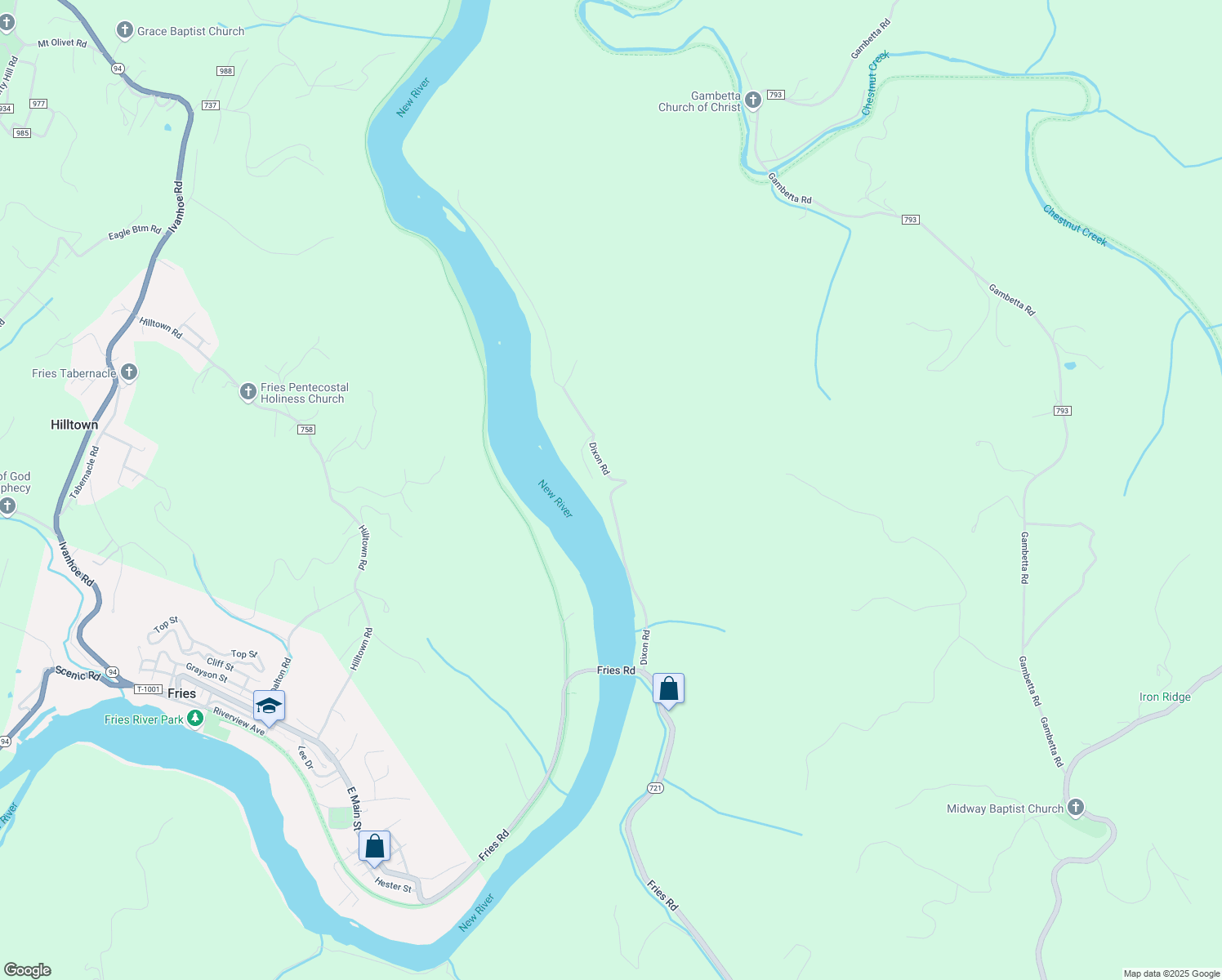 map of restaurants, bars, coffee shops, grocery stores, and more near 1038 Dixon Road in Galax