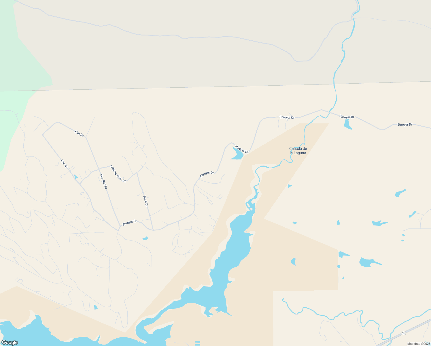 map of restaurants, bars, coffee shops, grocery stores, and more near Shroyer Drive in Los Ojos
