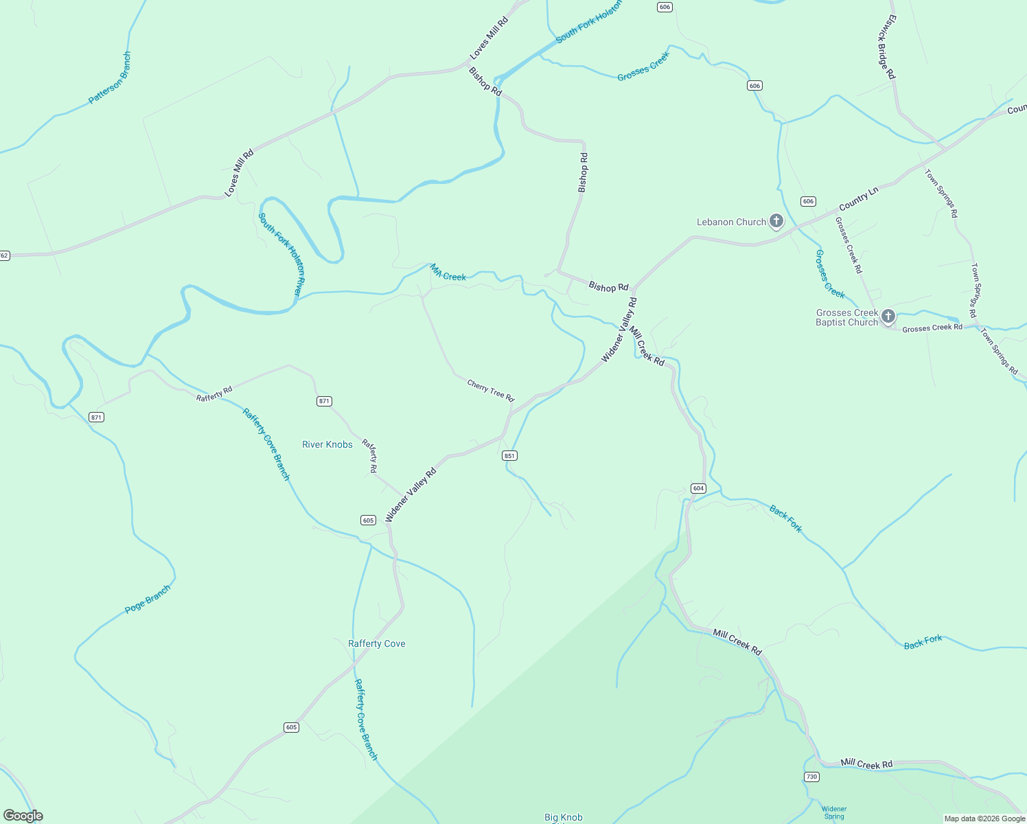 map of restaurants, bars, coffee shops, grocery stores, and more near 39070 Widener Valley Road in Chilhowie