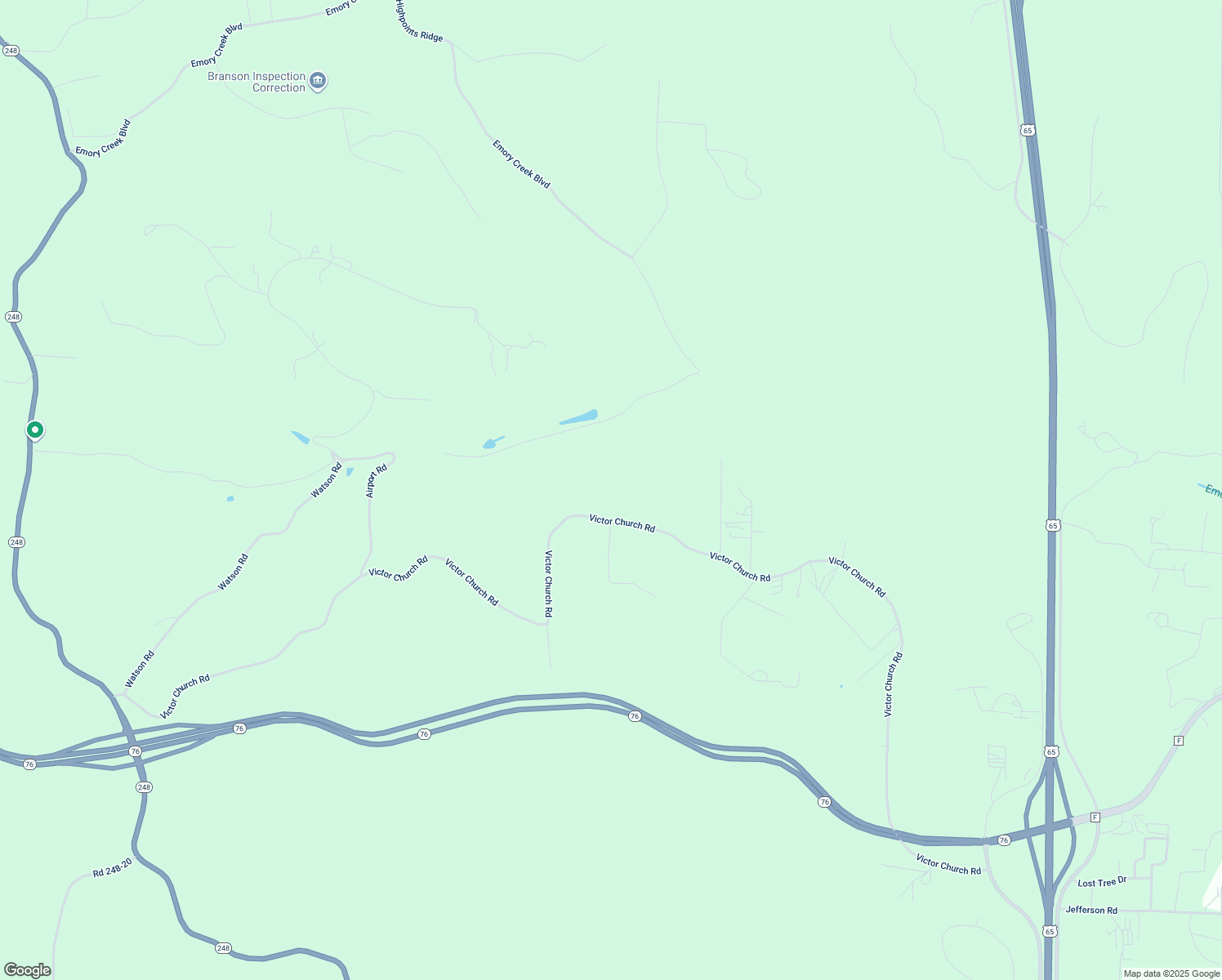 map of restaurants, bars, coffee shops, grocery stores, and more near 2404 Victor Church Road in Branson