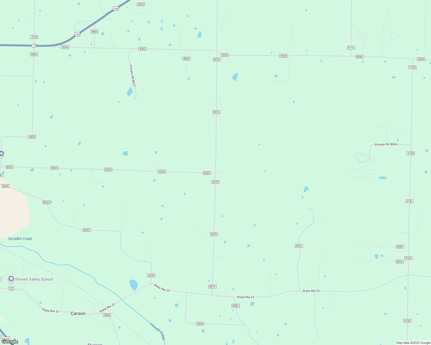 map of restaurants, bars, coffee shops, grocery stores, and more near 8609 Co Road 8970 in West Plains