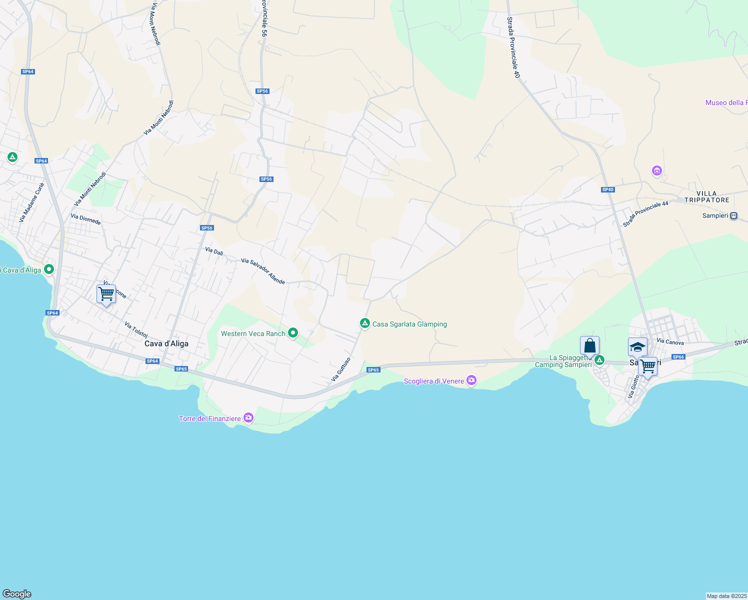 map of restaurants, bars, coffee shops, grocery stores, and more near Via Pietro Annigoni in Libero consorzio comunale di Ragusa