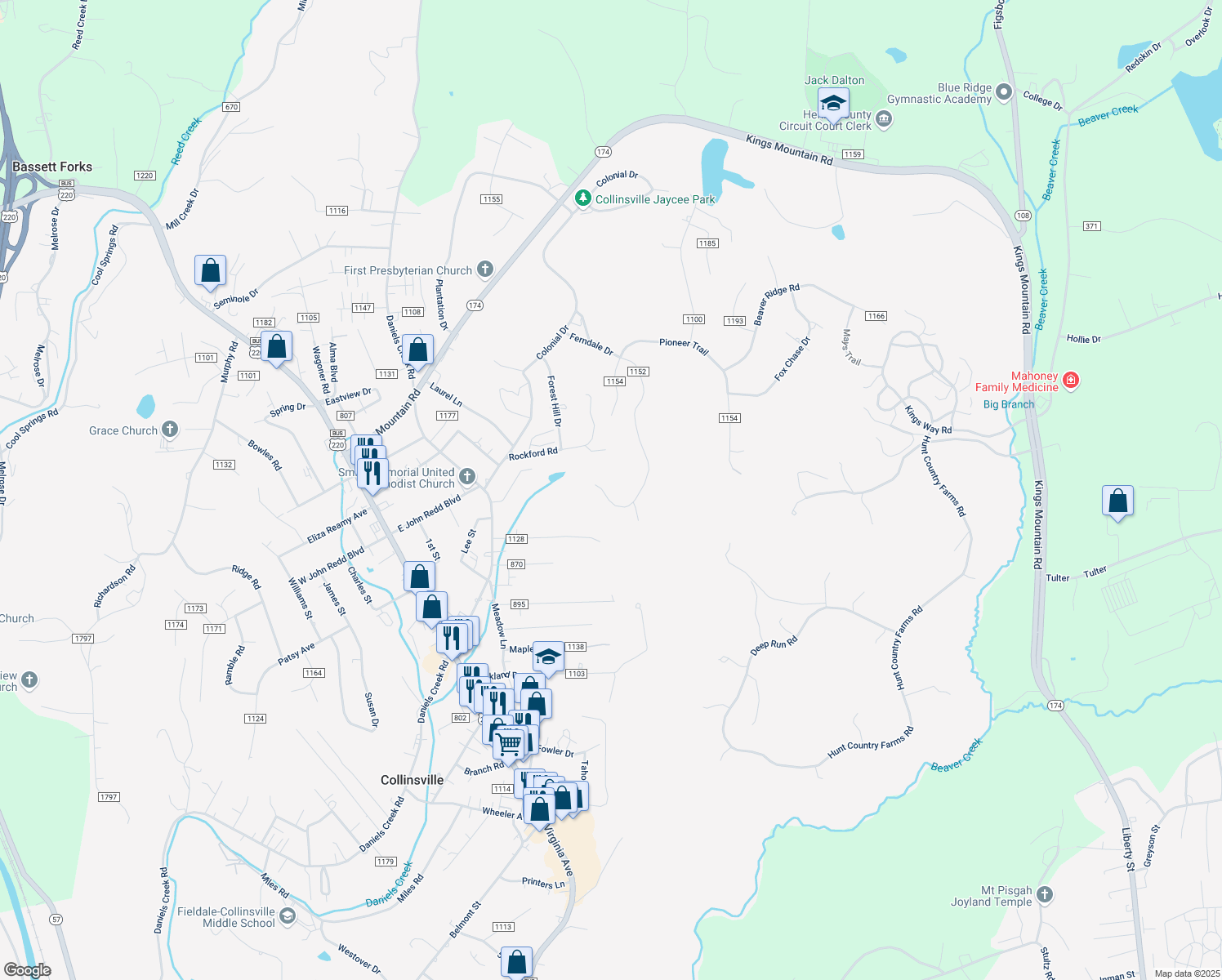 map of restaurants, bars, coffee shops, grocery stores, and more near 806 Ferndale Drive in Collinsville