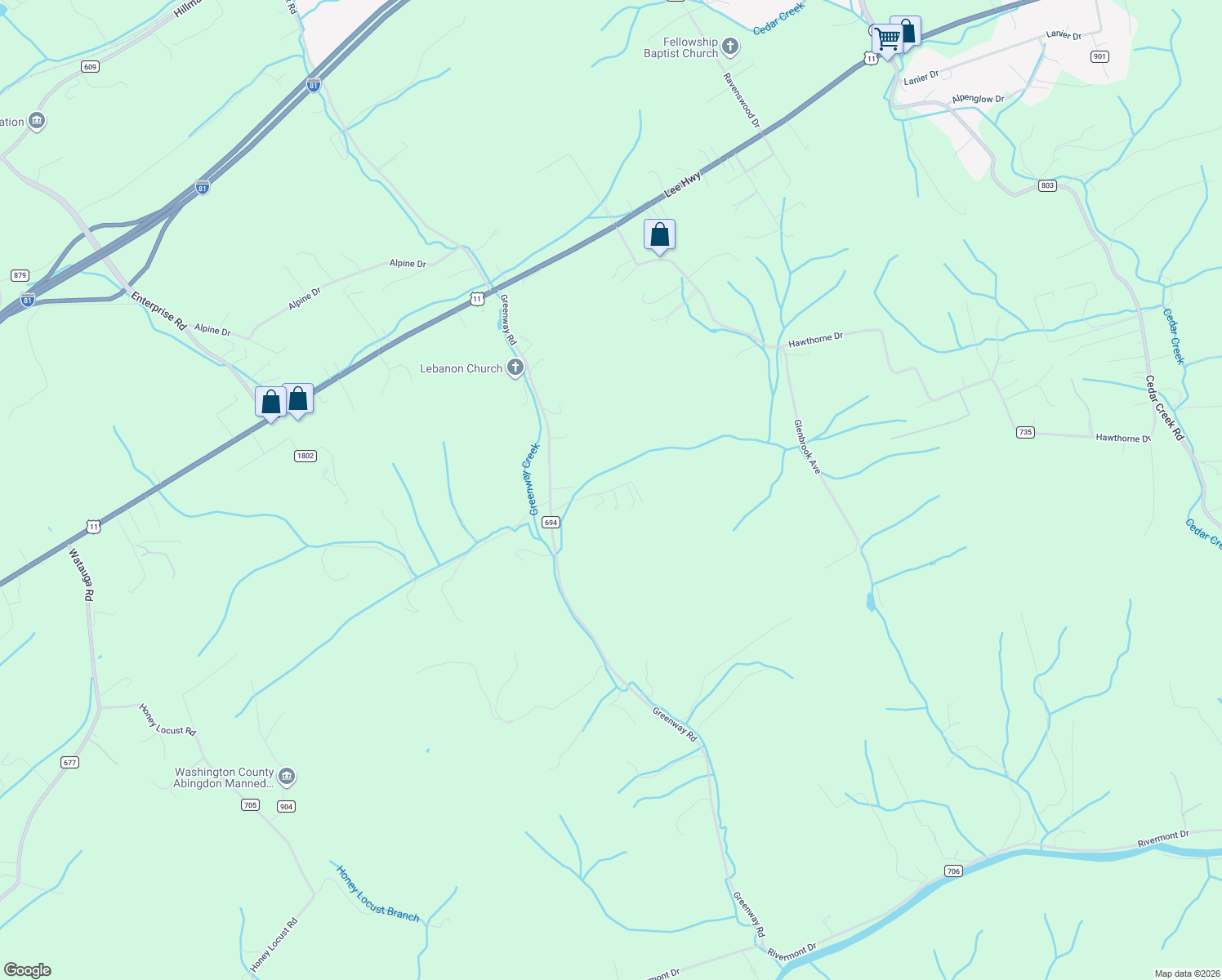 map of restaurants, bars, coffee shops, grocery stores, and more near 28276 Springfield Drive in Meadowview