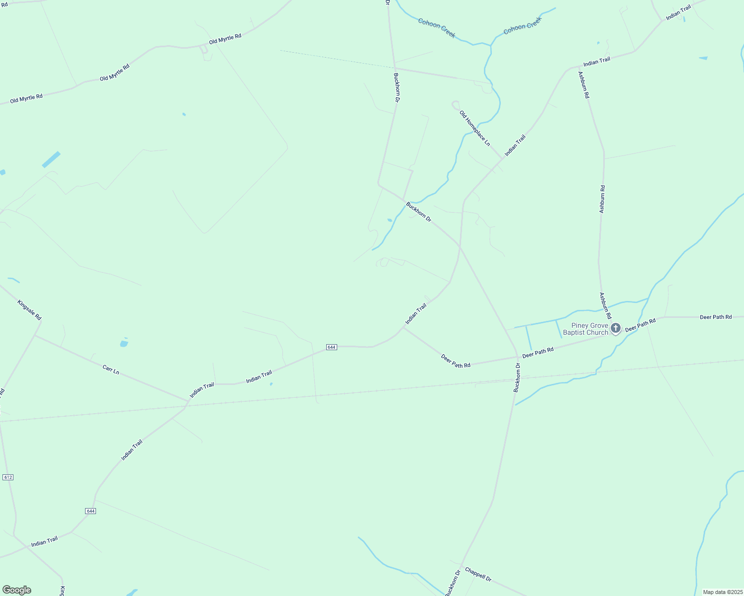 map of restaurants, bars, coffee shops, grocery stores, and more near 5984 Indian Trail in Suffolk
