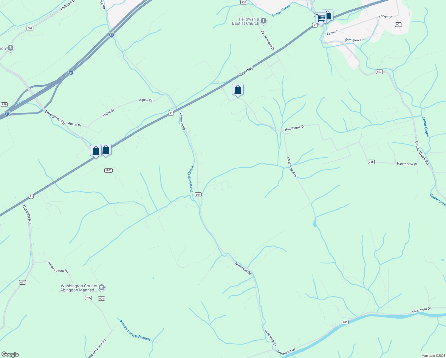 map of restaurants, bars, coffee shops, grocery stores, and more near 28276-28292 Springfield Drive in Meadowview
