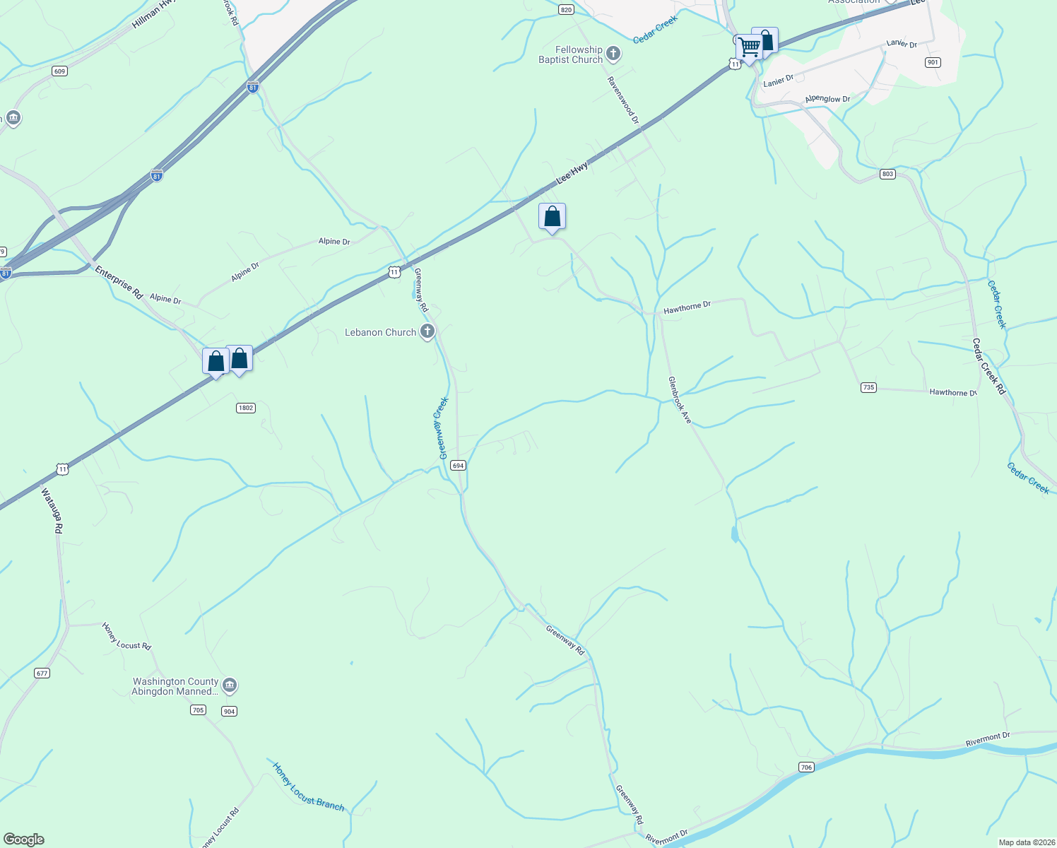map of restaurants, bars, coffee shops, grocery stores, and more near 28276-28292 Springfield Drive in Meadowview