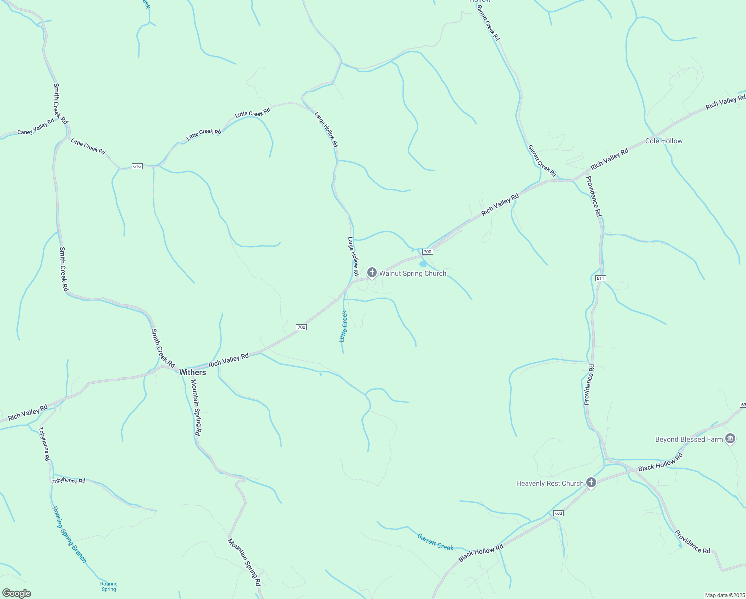 map of restaurants, bars, coffee shops, grocery stores, and more near 14497 Rich Valley Road in Abingdon