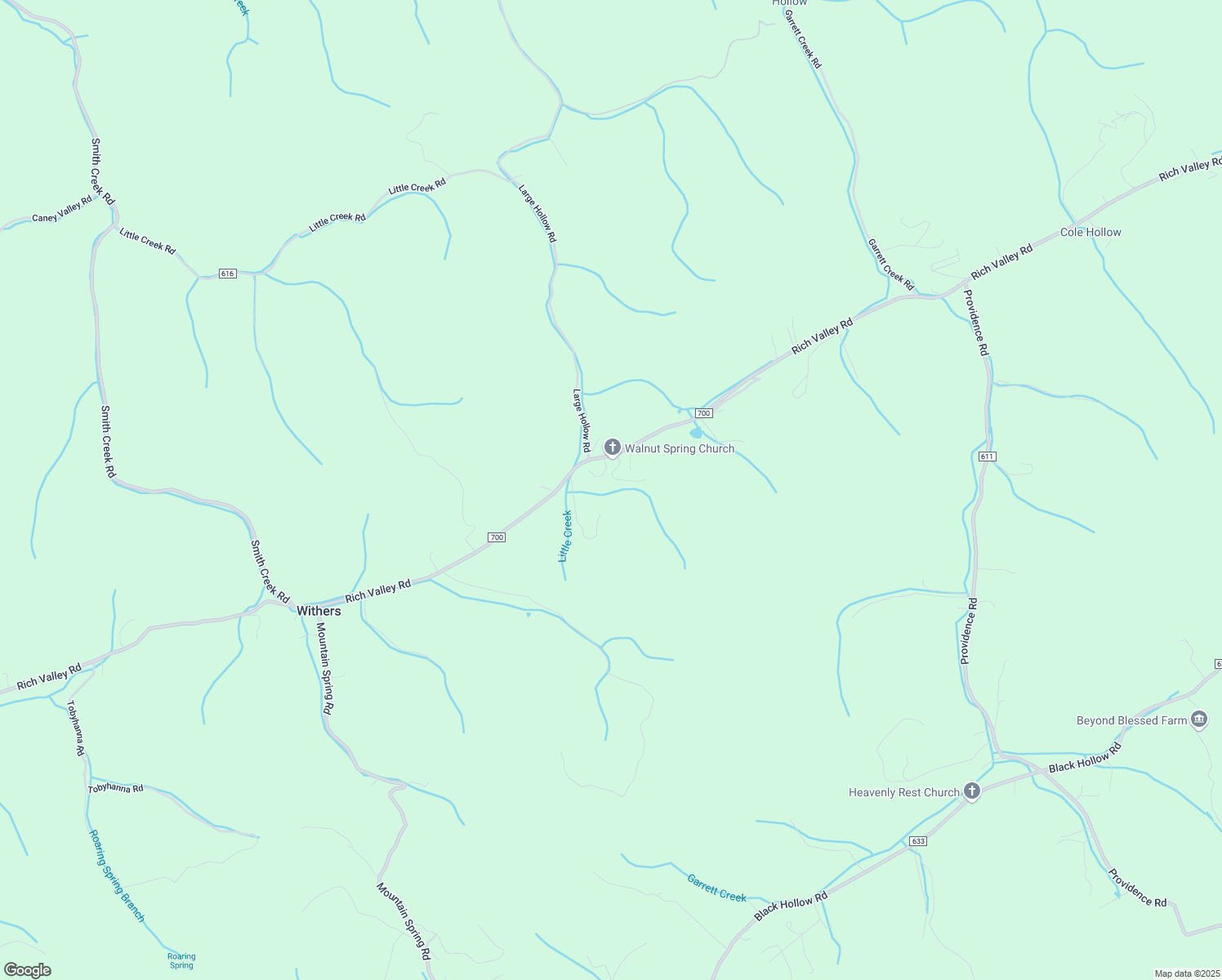 map of restaurants, bars, coffee shops, grocery stores, and more near 14497 Rich Valley Road in Abingdon