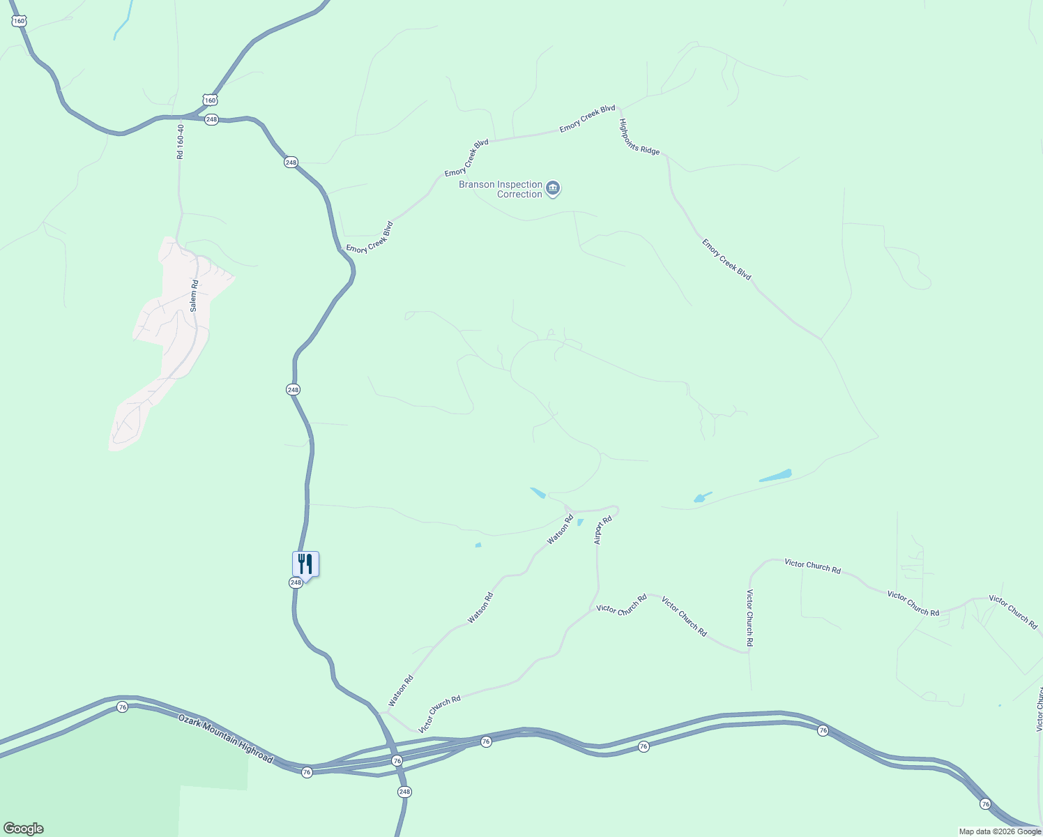 map of restaurants, bars, coffee shops, grocery stores, and more near 897 Airport Road in Branson