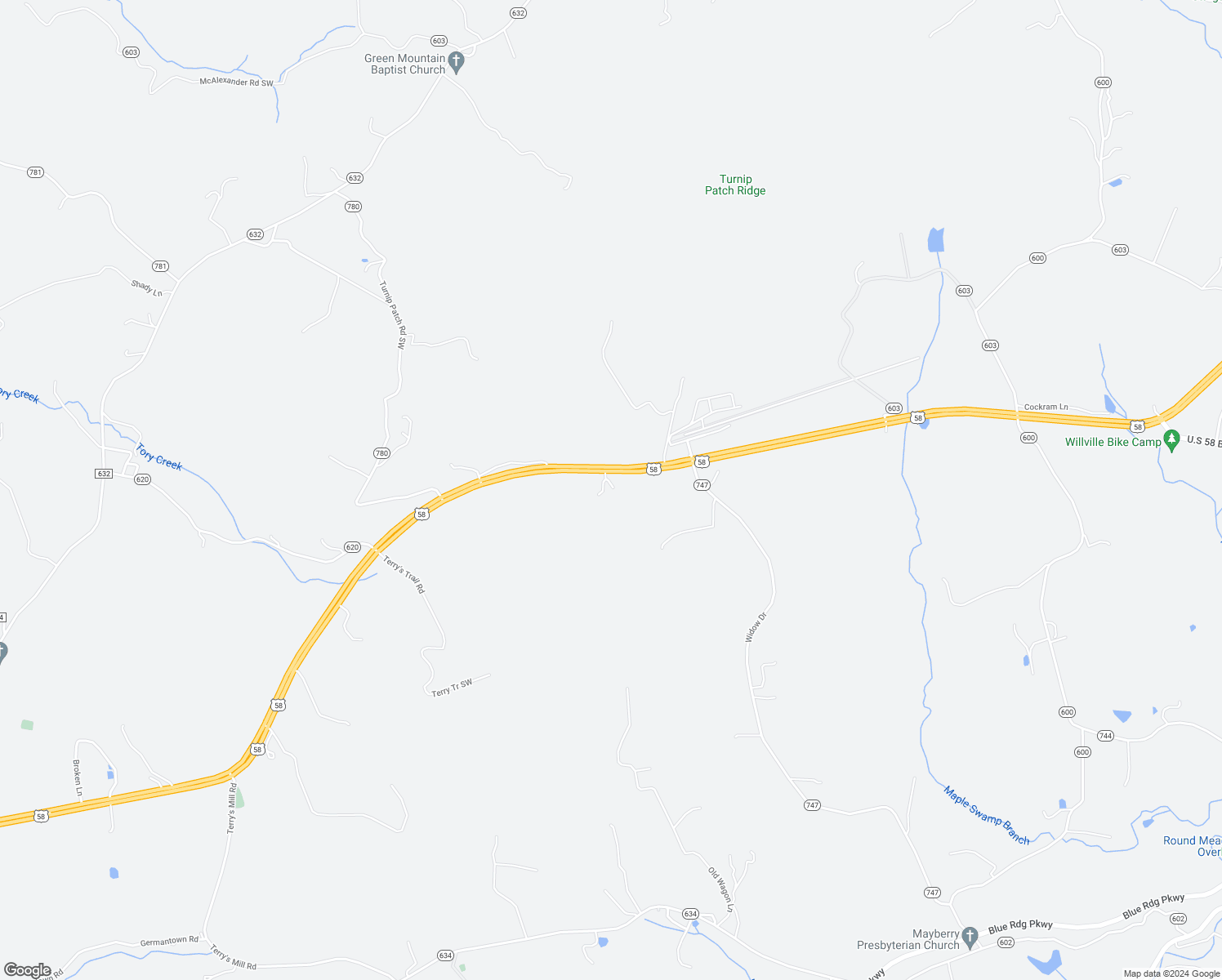 map of restaurants, bars, coffee shops, grocery stores, and more near 810 Danville Pike Southwest in Meadows of Dan