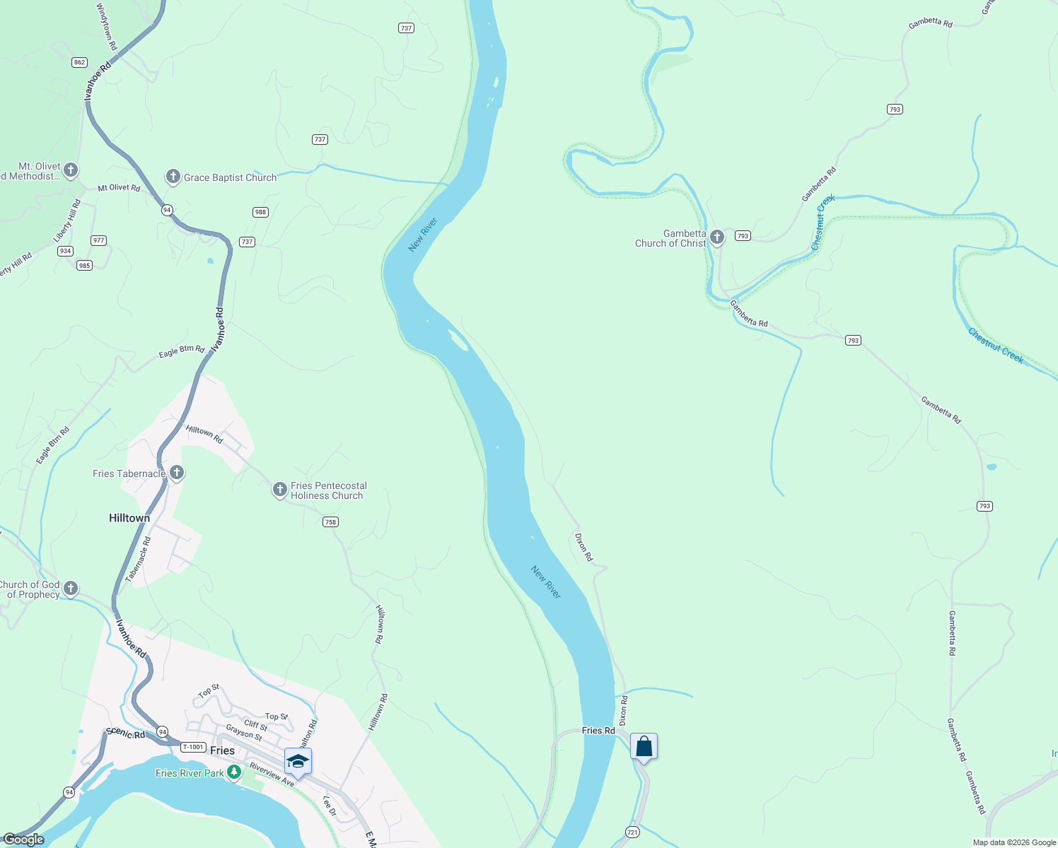 map of restaurants, bars, coffee shops, grocery stores, and more near 1038 Dixon Road in Galax