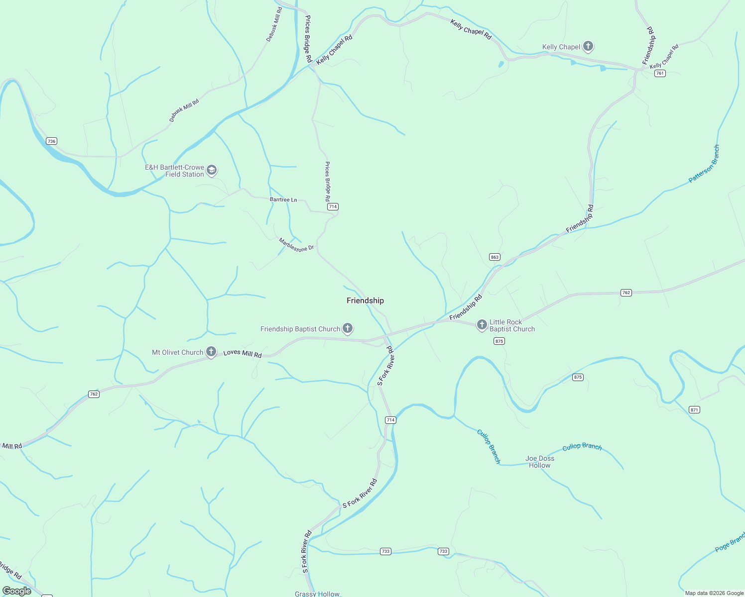 map of restaurants, bars, coffee shops, grocery stores, and more near 15439 Prices Bridge Road in Glade Spring