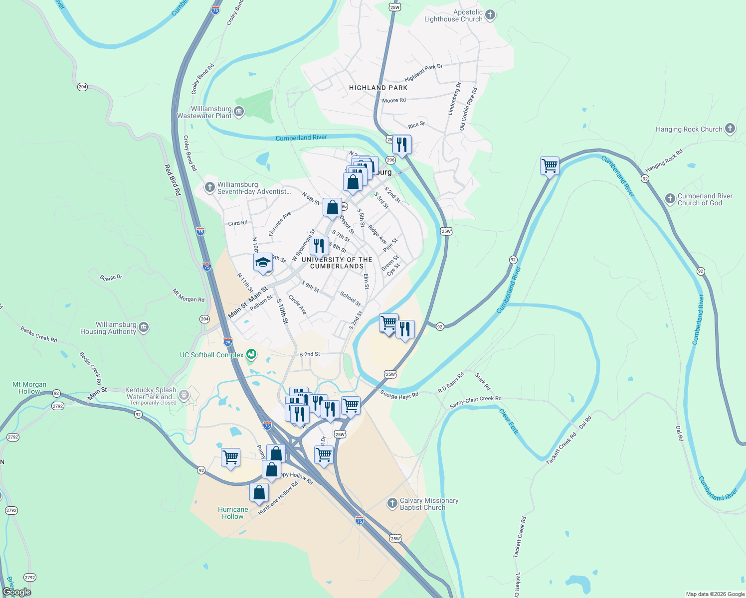 map of restaurants, bars, coffee shops, grocery stores, and more near 618 South 2nd Street in Williamsburg