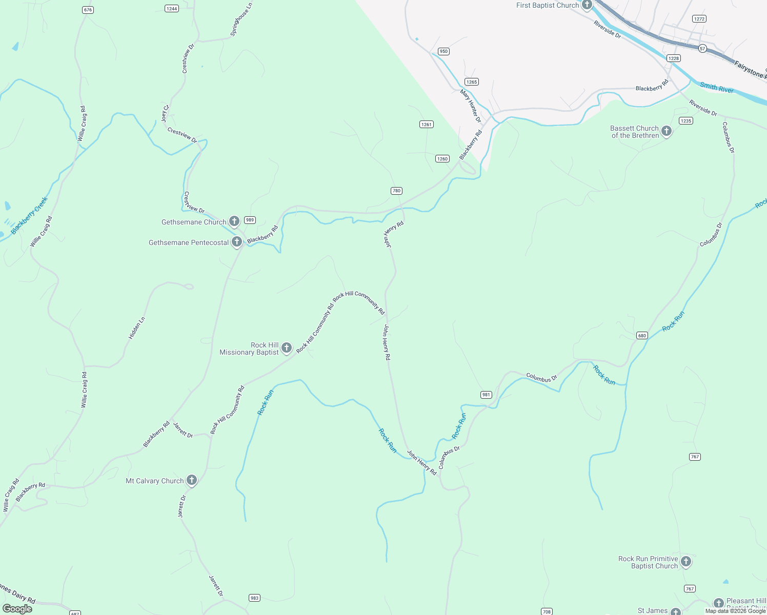 map of restaurants, bars, coffee shops, grocery stores, and more near 1068-1158 Rock Hill Community Road in Bassett