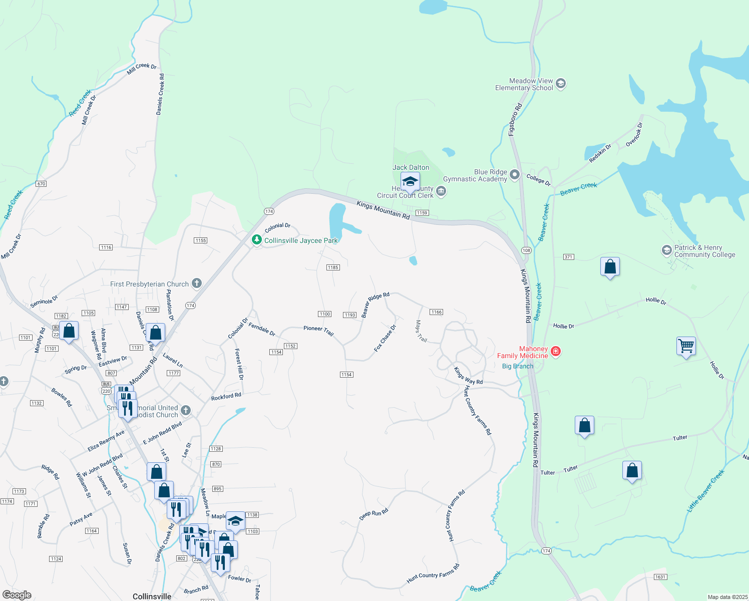 map of restaurants, bars, coffee shops, grocery stores, and more near 288 Beaver Ridge Road in Collinsville