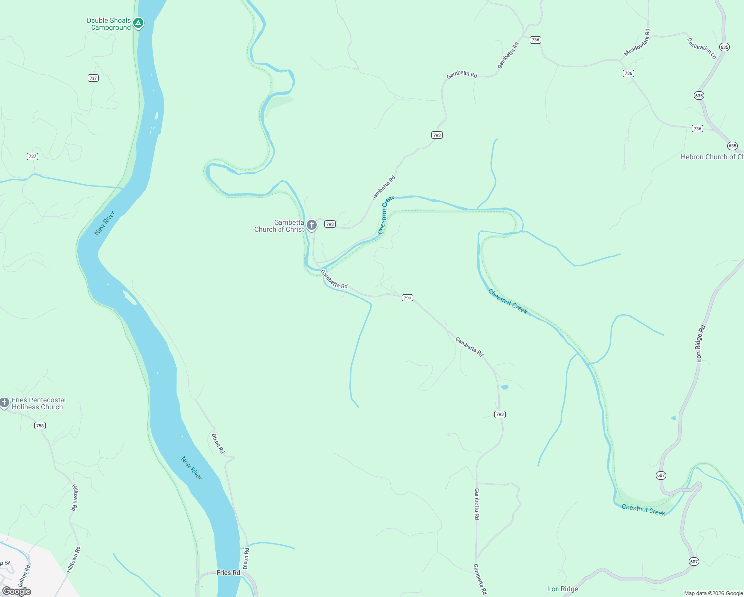 map of restaurants, bars, coffee shops, grocery stores, and more near Gambetta Road in Galax