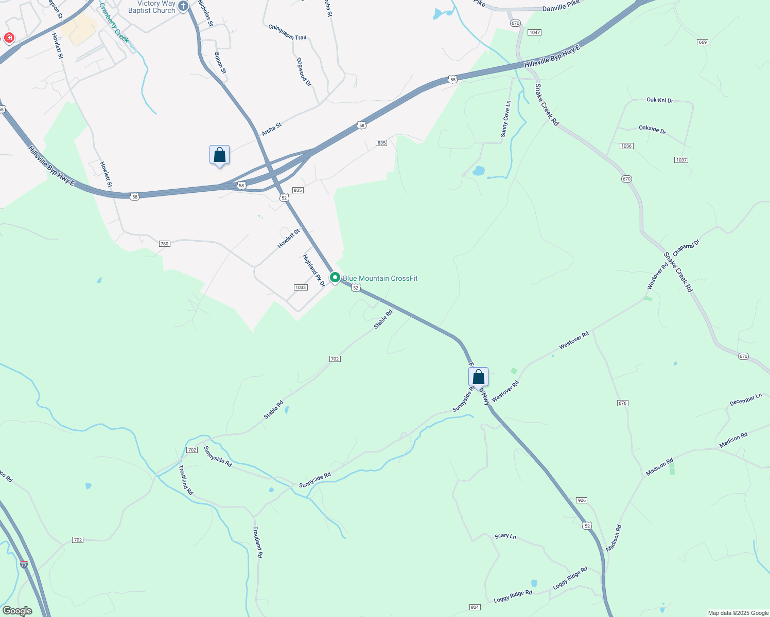 map of restaurants, bars, coffee shops, grocery stores, and more near 2144-2198 Fancy Gap Hwy in Hillsville