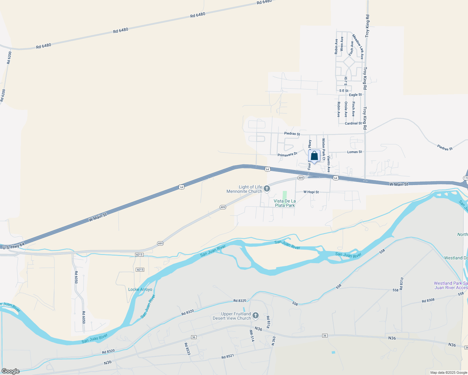 map of restaurants, bars, coffee shops, grocery stores, and more near 5700 Old Kirtland Highway in Farmington