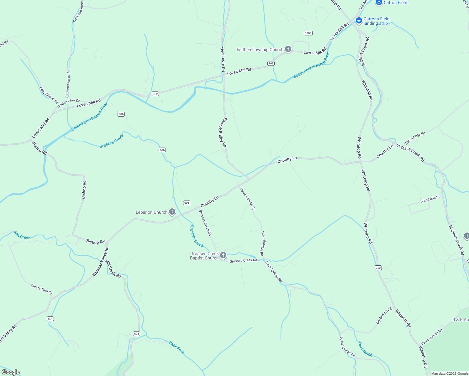 map of restaurants, bars, coffee shops, grocery stores, and more near County Road 605 in Chilhowie