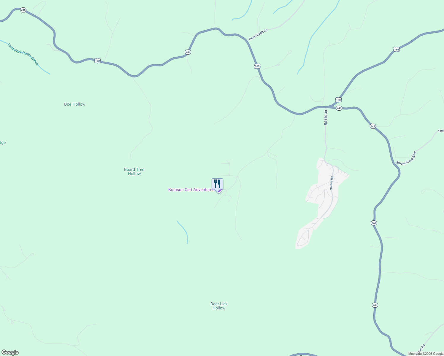 map of restaurants, bars, coffee shops, grocery stores, and more near 165 Live Oak Lane in Reeds Spring