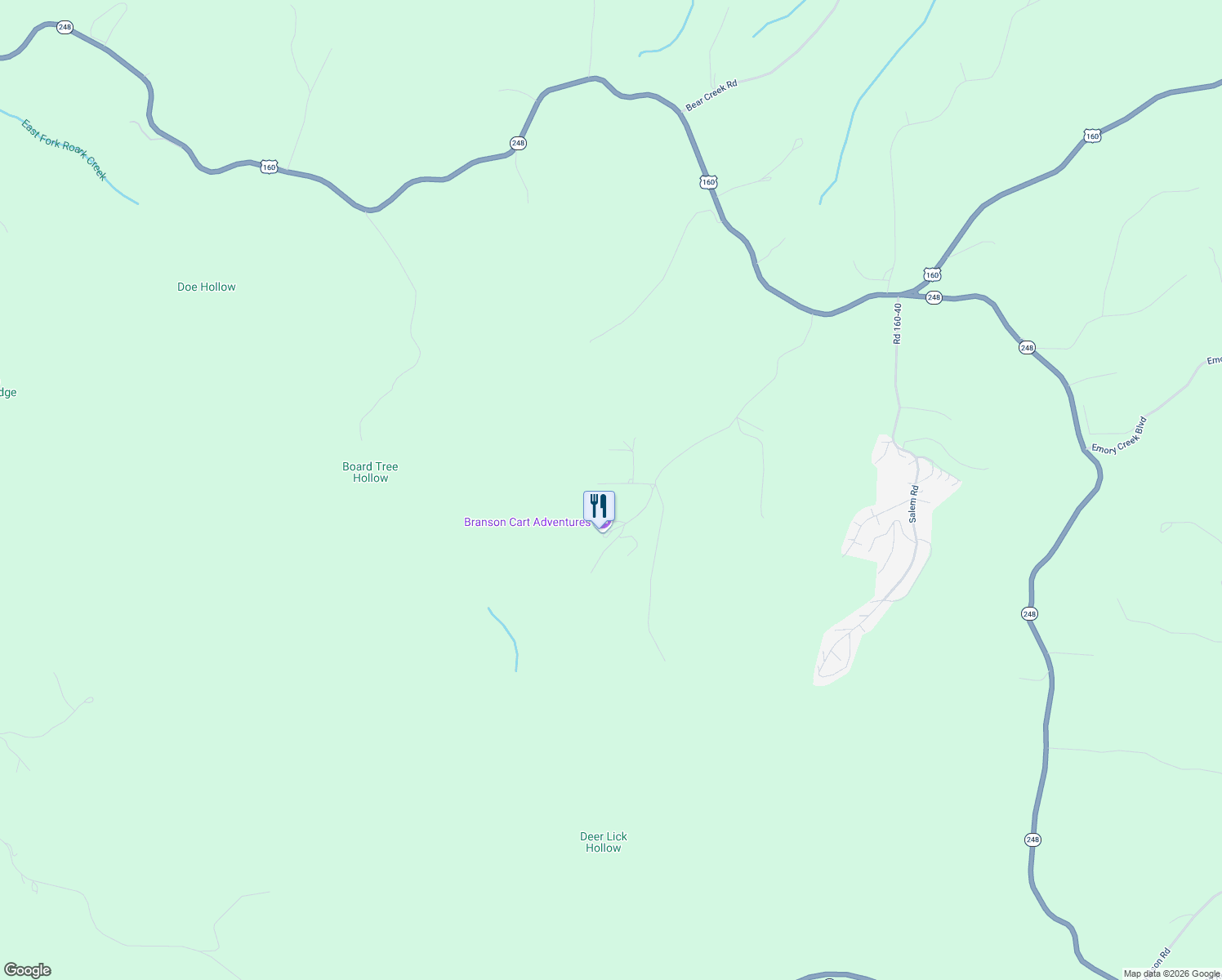 map of restaurants, bars, coffee shops, grocery stores, and more near 165 Live Oak Lane in Reeds Spring