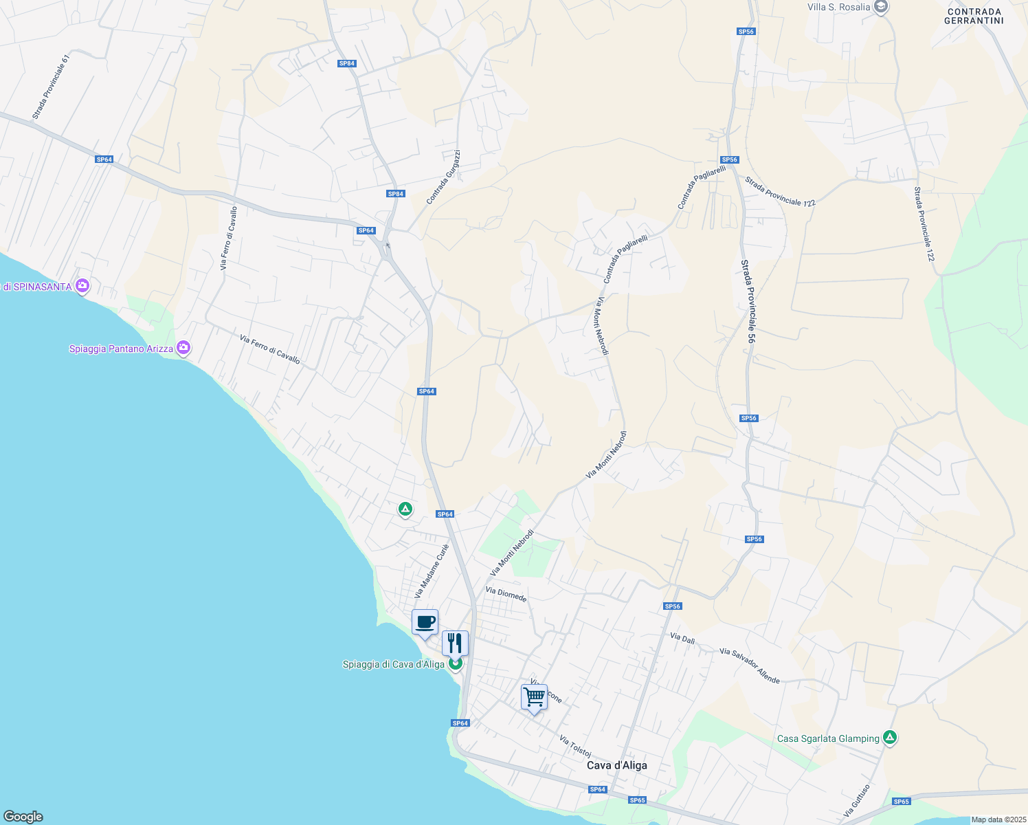 map of restaurants, bars, coffee shops, grocery stores, and more near in Free municipal consortium of Ragusa