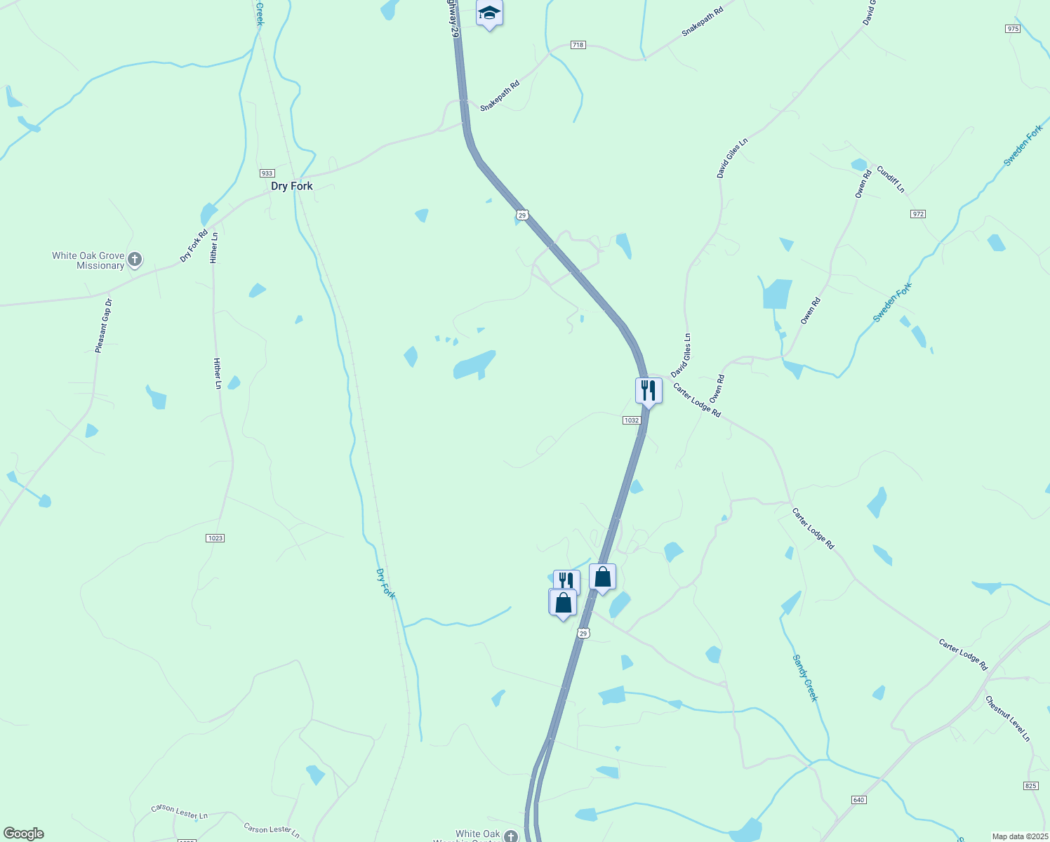 map of restaurants, bars, coffee shops, grocery stores, and more near 535 Tower Lane in Blairs