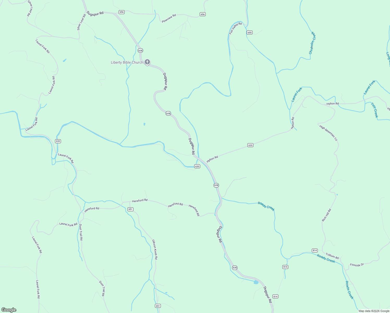 map of restaurants, bars, coffee shops, grocery stores, and more near Butterfly Road in Laurel Fork