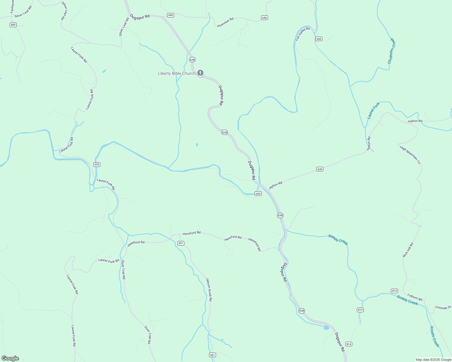 map of restaurants, bars, coffee shops, grocery stores, and more near Butterfly Road in Laurel Fork