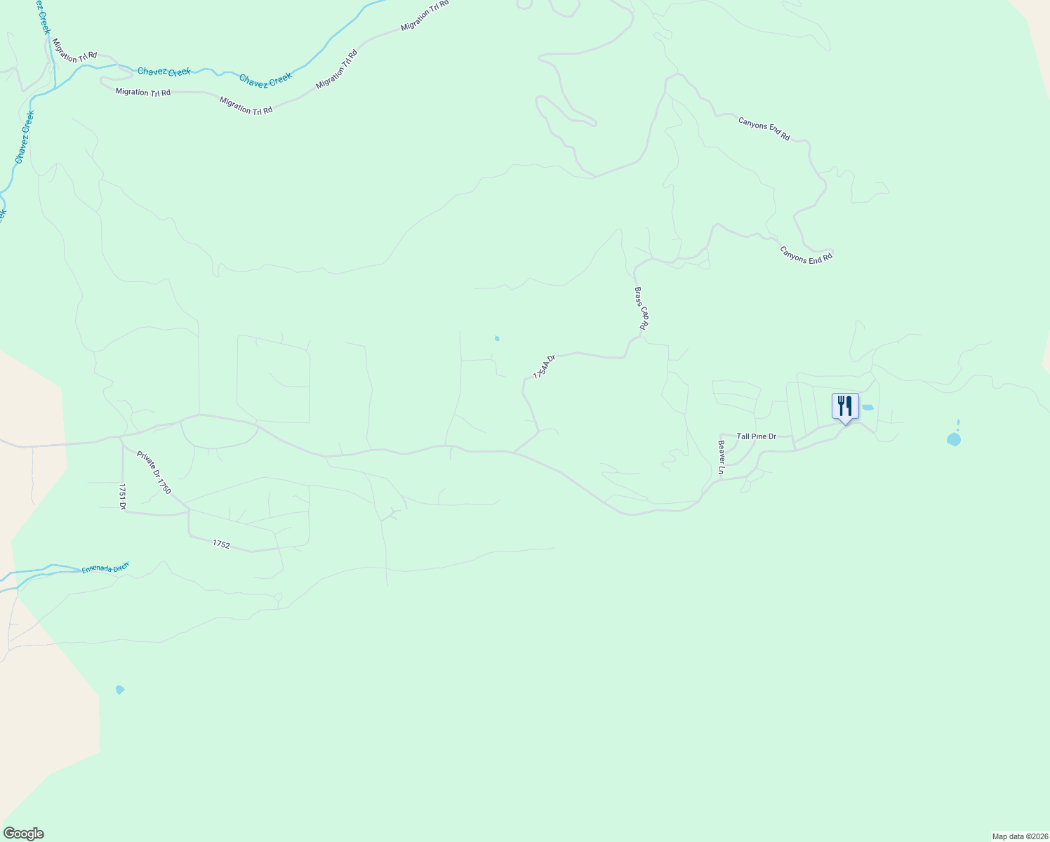 map of restaurants, bars, coffee shops, grocery stores, and more near 19 Pine Rd in Chama