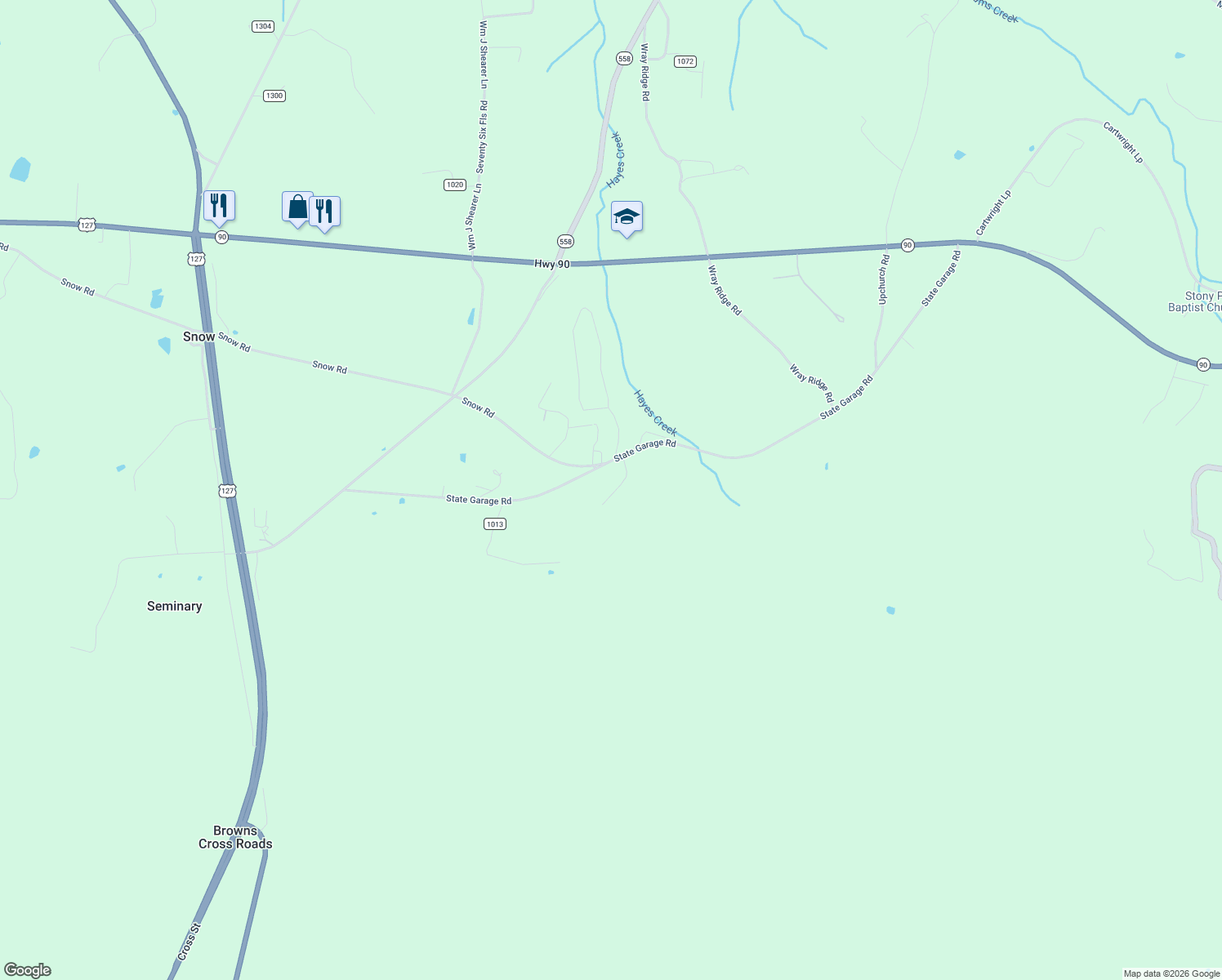 map of restaurants, bars, coffee shops, grocery stores, and more near 838 State Garage Road in Alpha