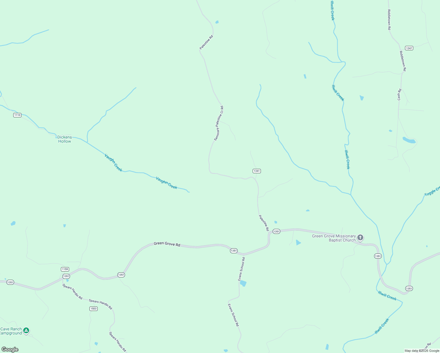map of restaurants, bars, coffee shops, grocery stores, and more near 1875 Palestine Road in Burkesville