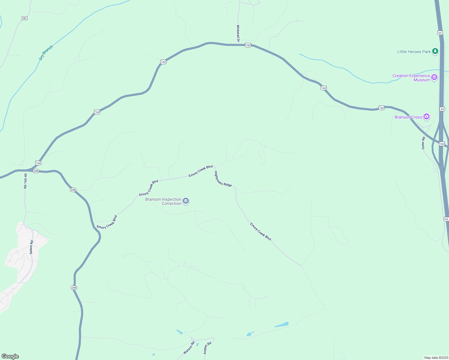 map of restaurants, bars, coffee shops, grocery stores, and more near 1767 Emory Creek Boulevard in Branson
