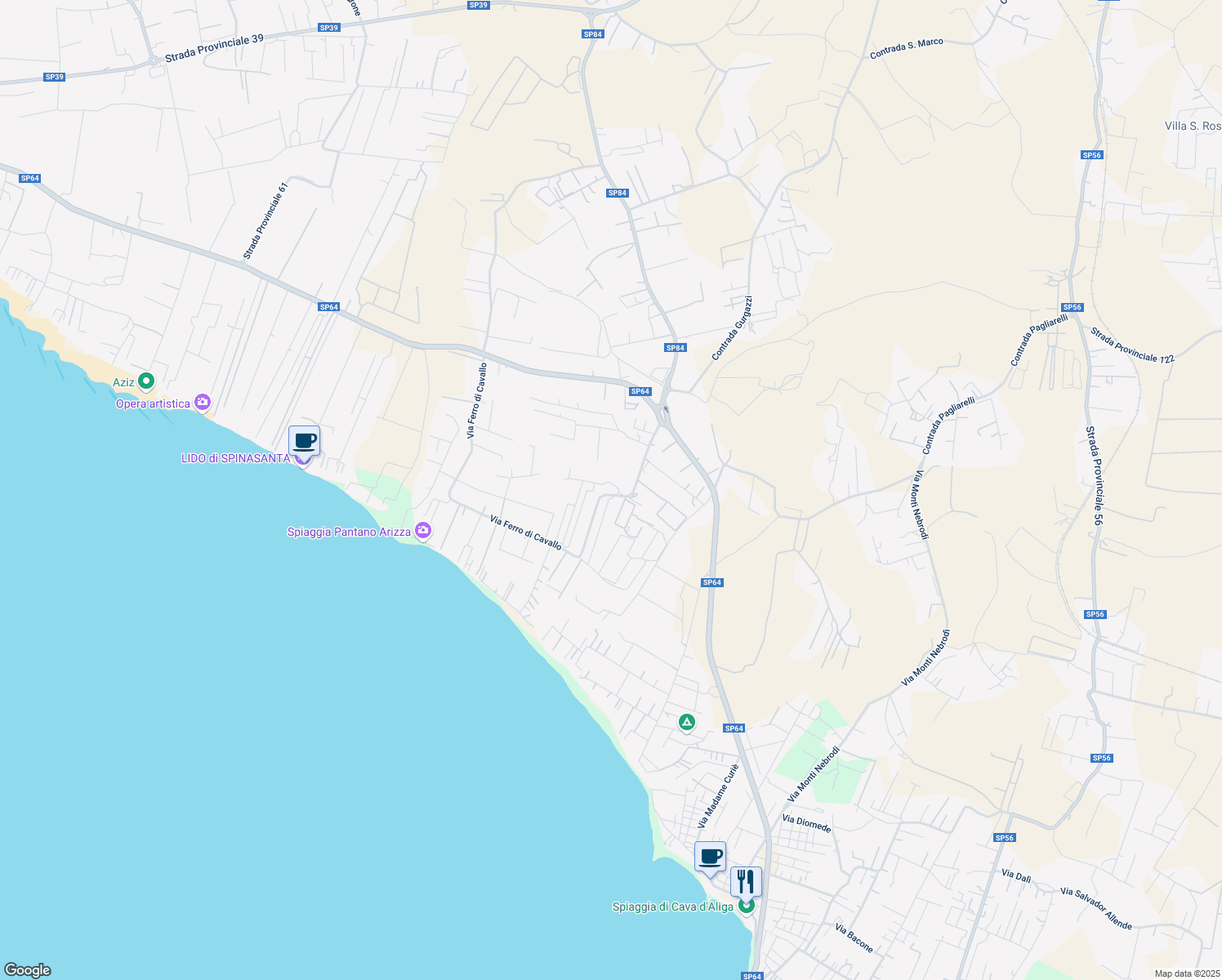 map of restaurants, bars, coffee shops, grocery stores, and more near 65/1 Via Ferro di Cavallo in Libero consorzio comunale di Ragusa